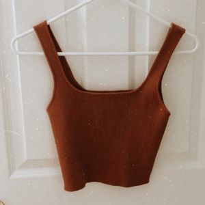 Rustic orange/ tan square neck, ribbed tank